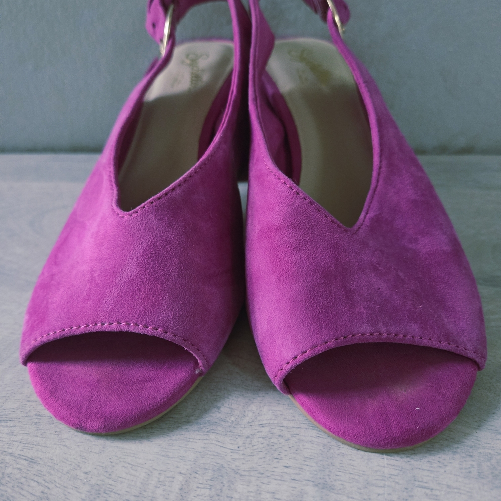 Seychelles EUC Slingback Chunky Heels 8.5 Purple Magenta - Picture 6 of 16